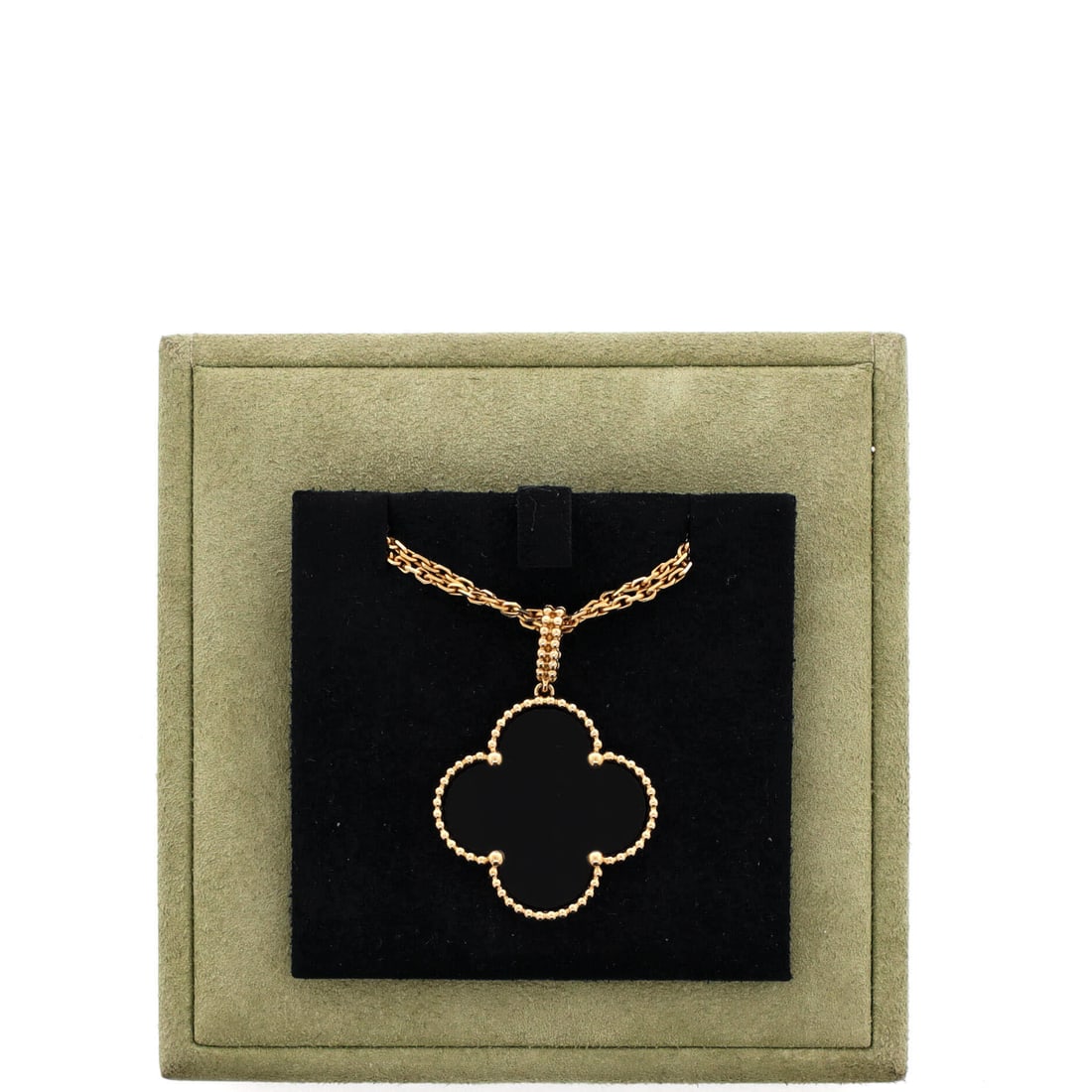 Van Cleef & Arpels Magic Alhambra Pendant Necklace 18K Yellow Gold and Onyx (1 of 3)