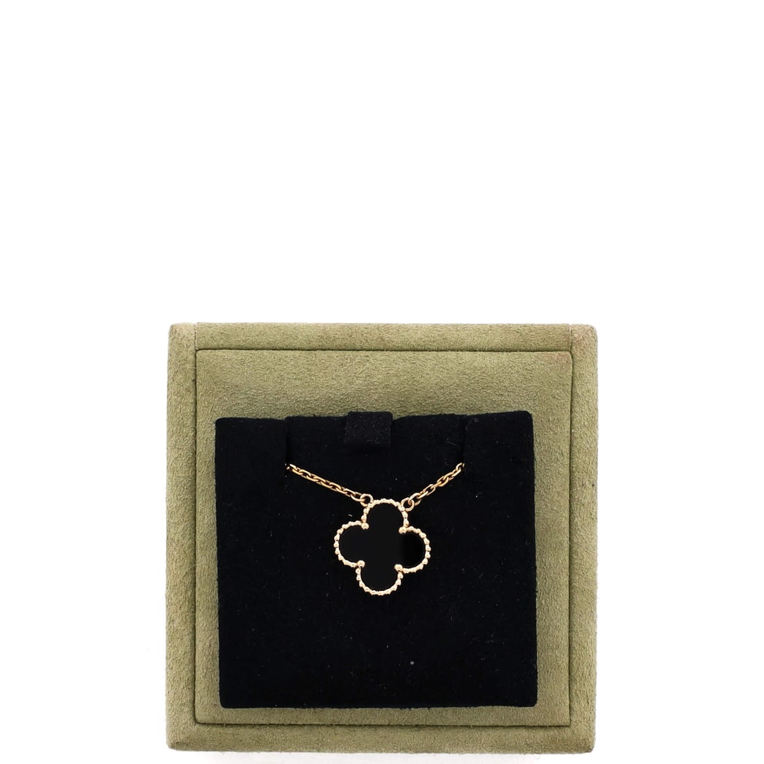 Van Cleef & Arpels Vintage Alhambra Pendant Necklace 18K Yellow Gold and Onyx (1 of 3)