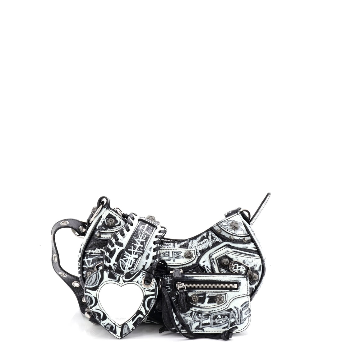 Balenciaga Le Cagole Graffiti Giant Studs Shoulder Bag Leather XS (1 of 6)