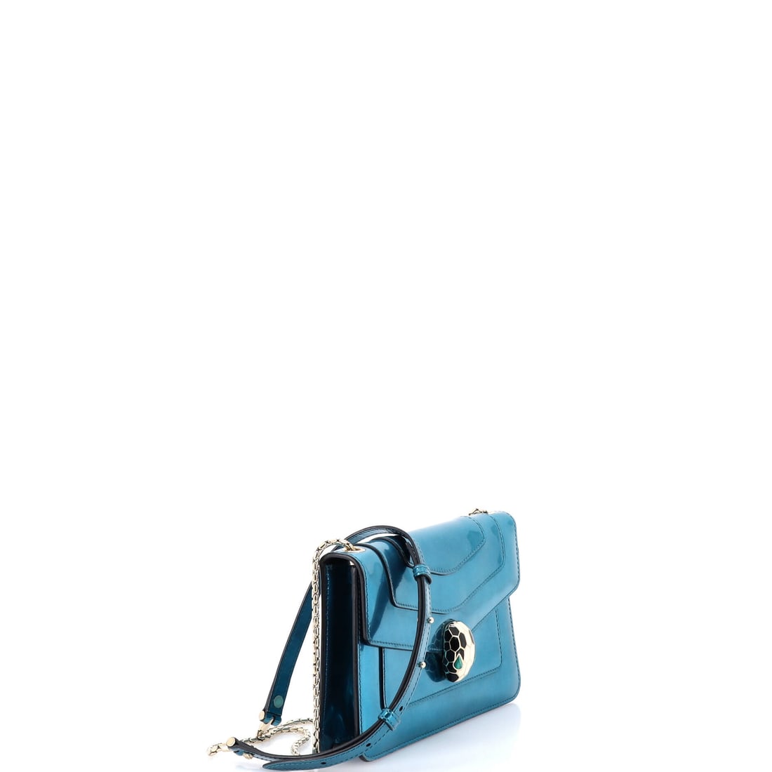 Bvlgari Serpenti Forever Shoulder Bag Metallic Leather Small: Lot 40 is the sort of find that disappears fast when it hits the room. Offered here as Bvlgari Bvlgari Serpenti Forever Shoulder Bag Metallic Leather Small, finished in Blue; approx. 8.5 W x 5.0 H;