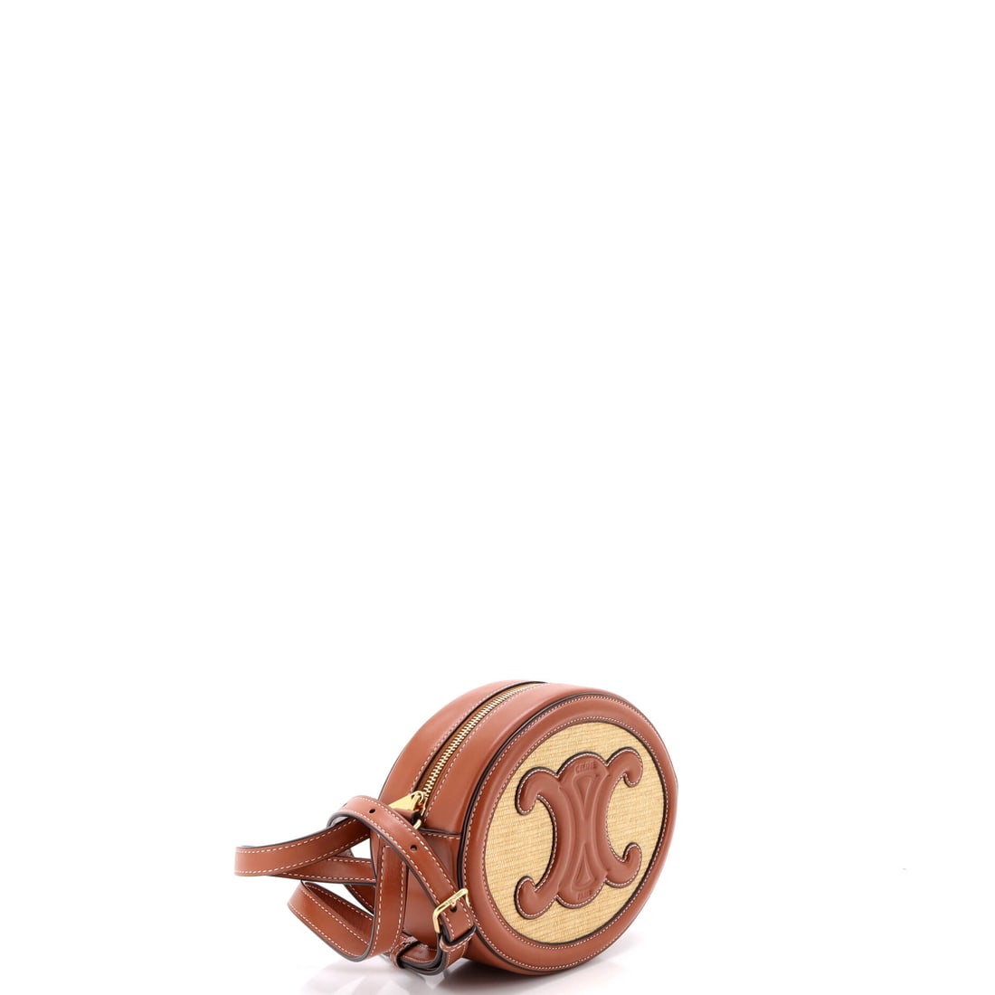 Celine Triomphe Oval Crossbody Bag Straw and Leather: Lot 90 is the sort of find that disappears fast when it hits the room. Offered here as Celine Celine Triomphe Oval Crossbody Bag Straw and Leather, finished in Brown, Neutral; approx. 8.0 W x 6.0 H;
