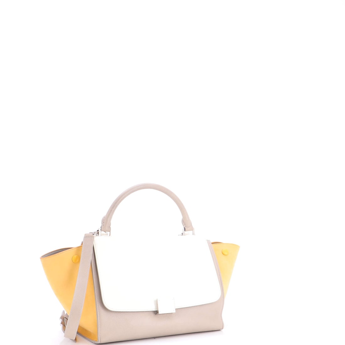 Celine Trapeze Bag Leather Medium: Lot 102 belongs on your arm for dinner, then straight to the afters. Offered here as Celine Celine Trapeze Bag Leather Medium, finished in Multicolor, Neutral, Orange, White; approx. 12.0 W x 9.0 H;