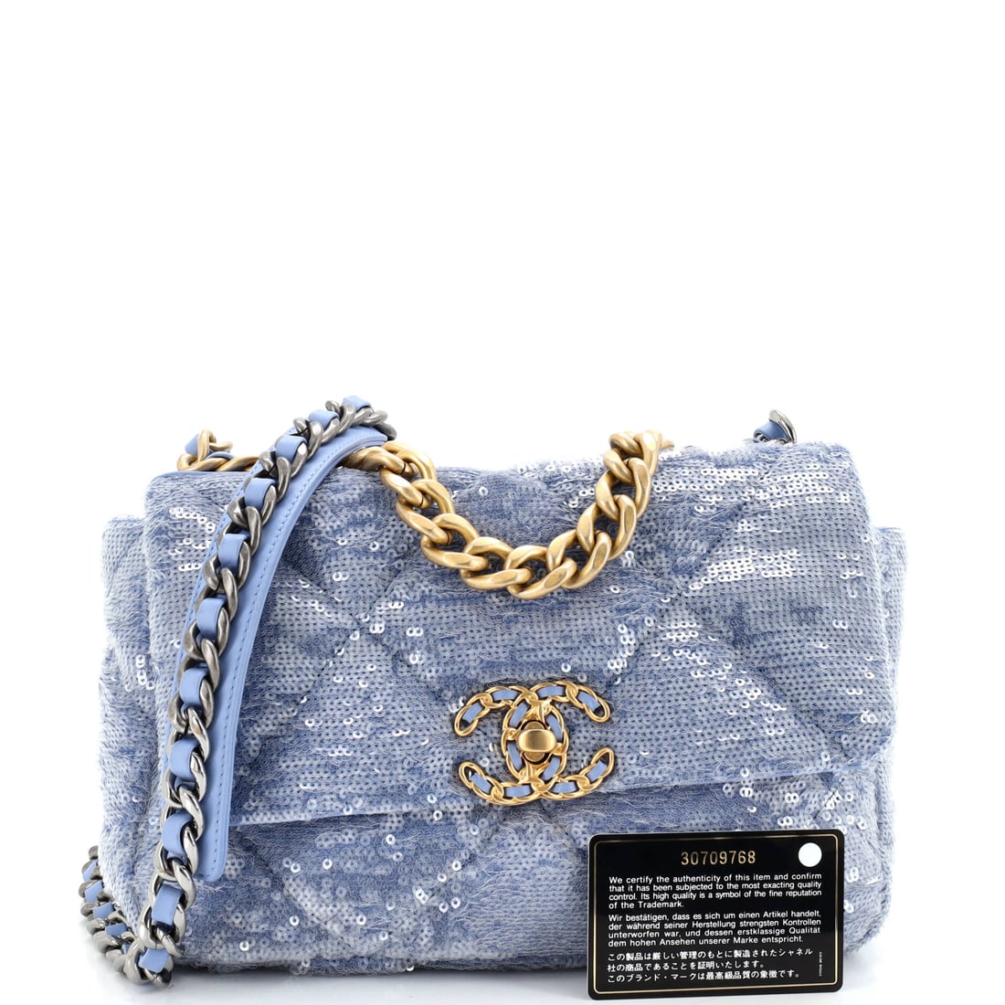 Chanel 19 Flap Bag Quilted Sequins Medium (1 of 6)