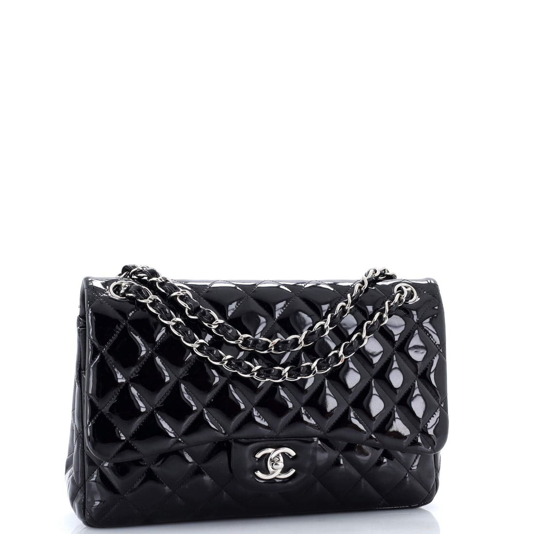 Chanel Classic Double Flap Bag Quilted Patent Jumbo (1 of 6)