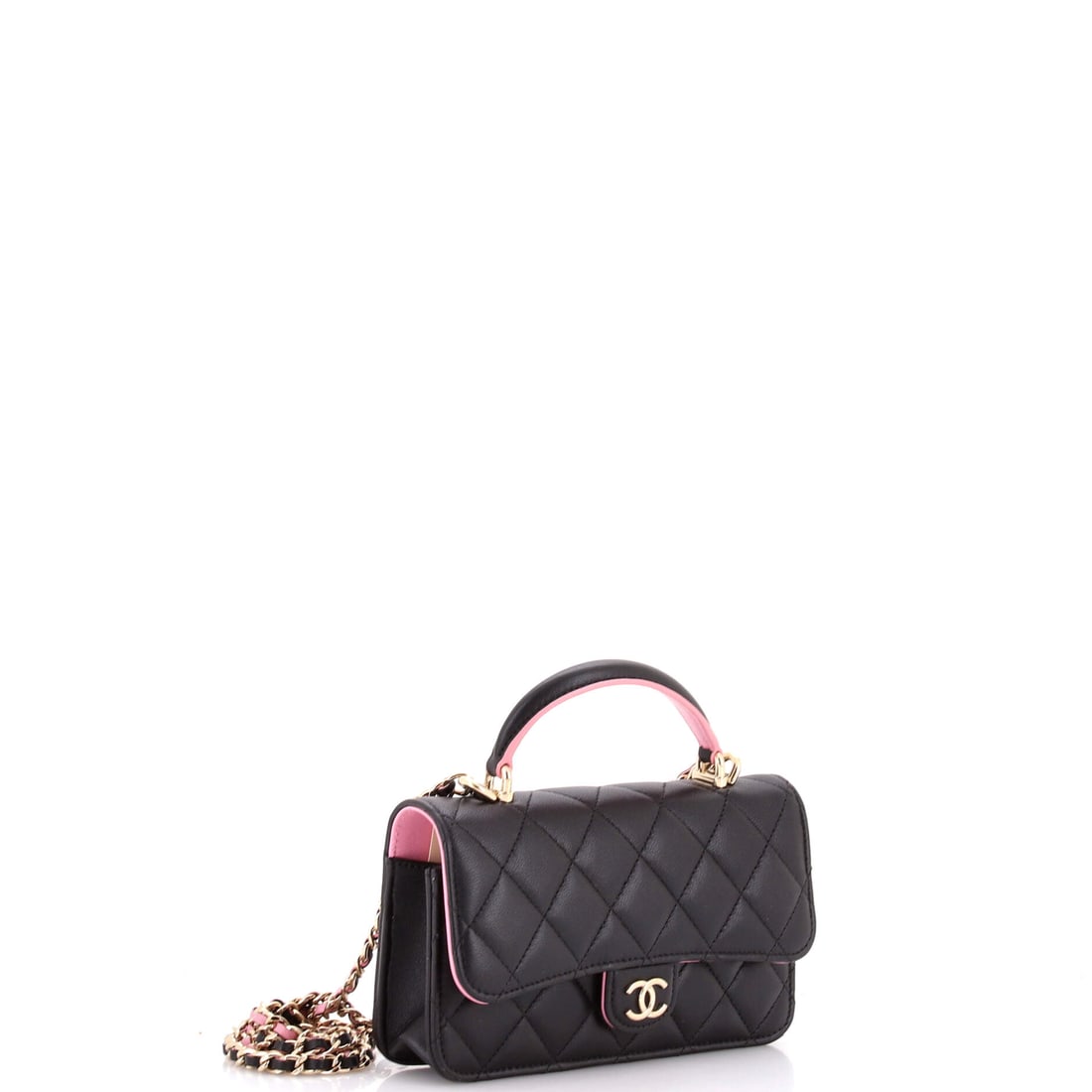 Chanel Classic Top Handle Flap Phone Holder with Chain Quilted Lambskin (1 of 5)