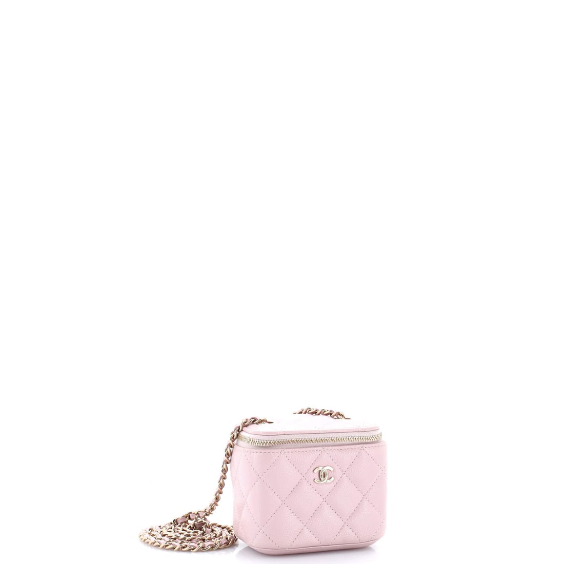 Chanel Classic Vanity Case with Chain Quilted Caviar Mini: Lot 155 is an easy yes for anyone building a tight luxury edit. Offered here as Chanel Chanel Classic Vanity Case with Chain Quilted Caviar Mini, finished in Pink; approx. 4.5 W x 3.5 H; 3.0 D. Equal