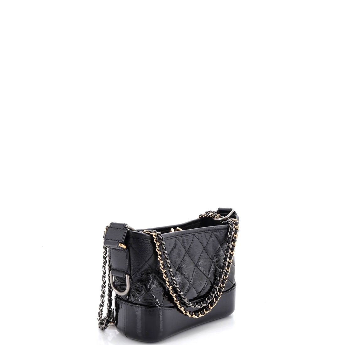 Chanel Gabrielle Hobo Quilted Aged Calfskin Small: Lot 157 is made for the days you want your outfit to do the talking. Offered here as Chanel Chanel Gabrielle Hobo Quilted Aged Calfskin Small, finished in Black; approx. 8.0 W x 6.0 H; 3.0 D. It has t