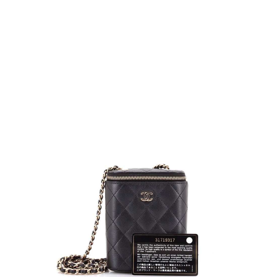 Chanel Vertical Classic Vanity Case with Chain Quilted Caviar Small (1 of 6)