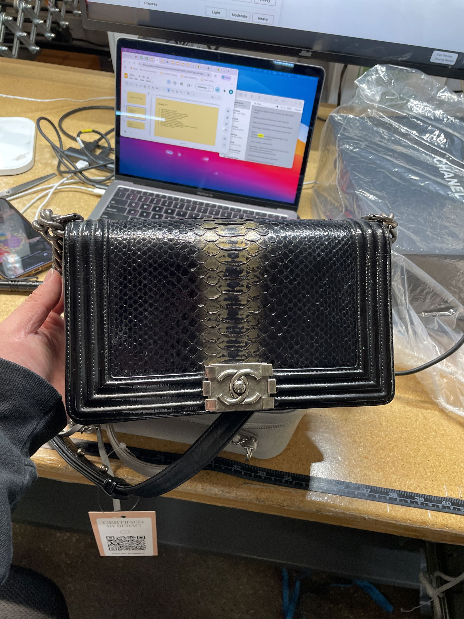 Chanel Boy Flap Bag Python Old Medium - 5