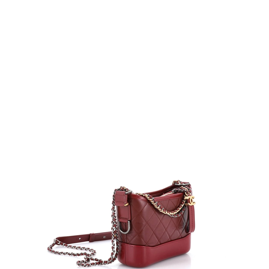 Chanel Gabrielle Hobo Quilted Aged Calfskin Small: Lot 174 is here to steal the scene (politely, of course). Offered here as Chanel Chanel Gabrielle Hobo Quilted Aged Calfskin Small, finished in Red; approx. 8.0 W x 6.0 H; 3.0 D. A strong piece for