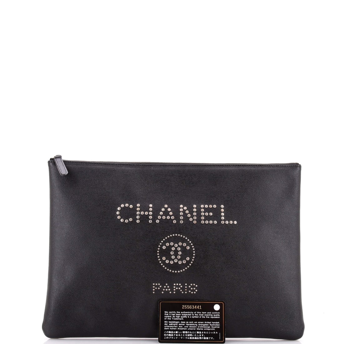 Chanel Deauville Pouch Studded Caviar Large (1 of 6)