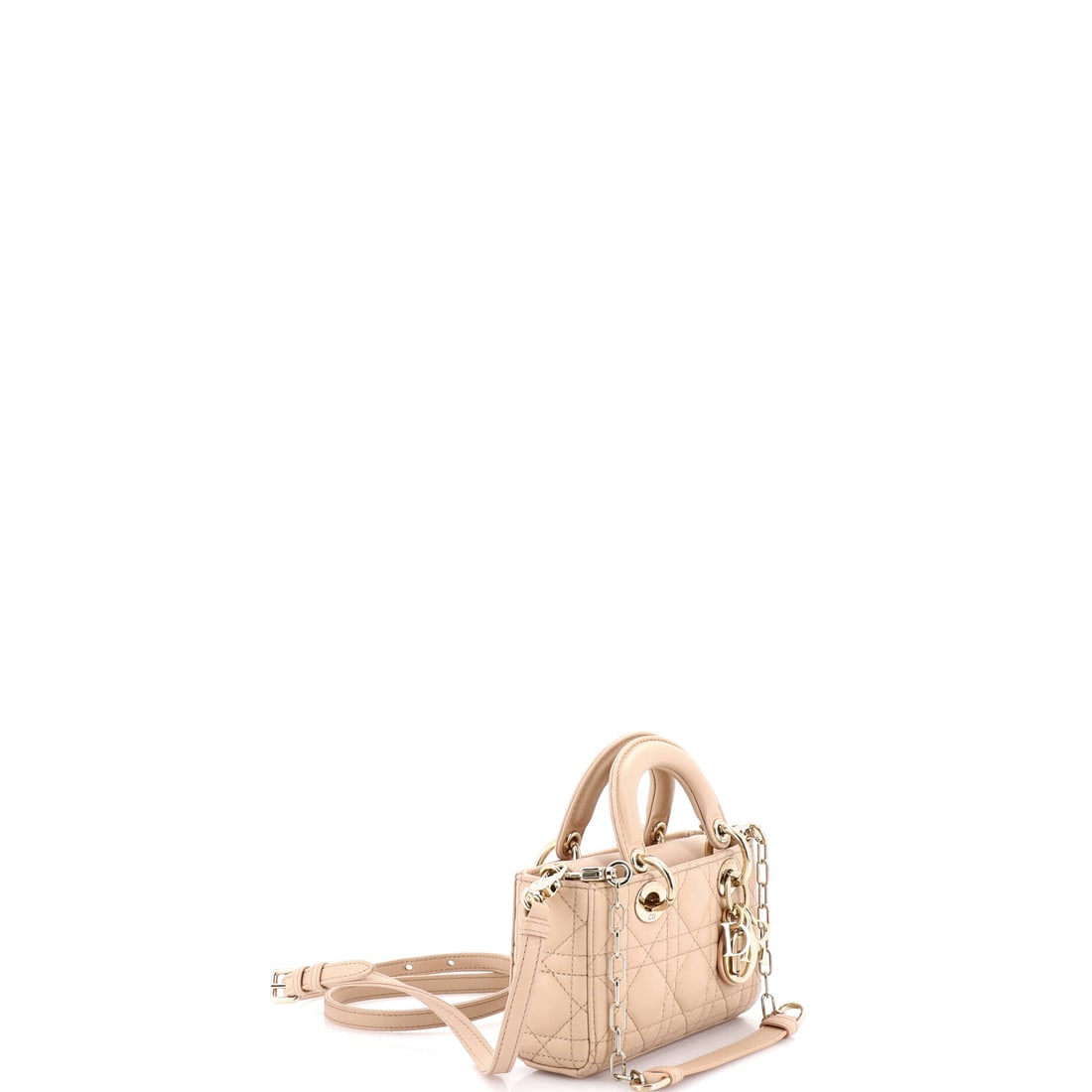 Christian Dior Lady D-Joy Bag Cannage Quilt Lambskin Micro: Lot 209 is a little bit cheeky, a lot bit chic. Offered here as Christian Dior Christian Dior Lady D-Joy Bag Cannage Quilt Lambskin Micro, finished in Neutral; approx. 6.0 W x 3.5 H; 2.0 D. A strong p