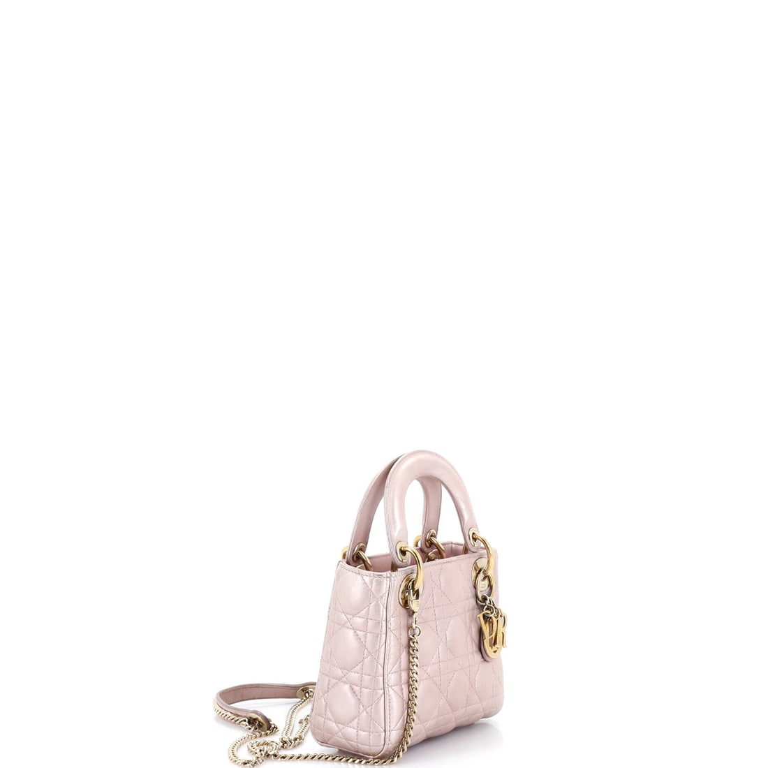 Christian Dior Lady Dior Chain Bag Cannage Quilt Lambskin Mini: Lot 218 is all about the details: hardware, lines, and a sharp silhouette. Offered here as Christian Dior Christian Dior Lady Dior Chain Bag Cannage Quilt Lambskin Mini, finished in Pink; approx. 6.5