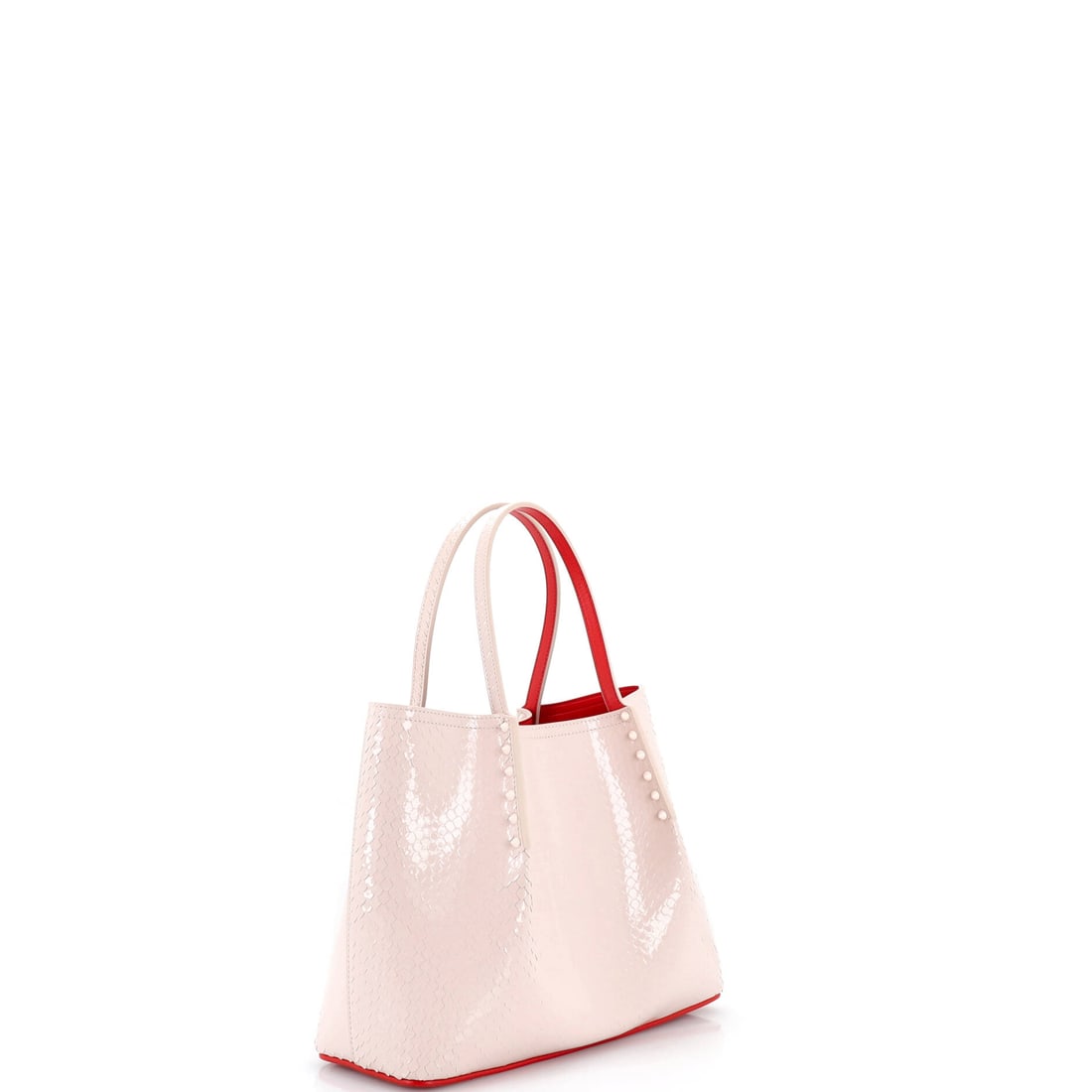 Christian Louboutin Cabarock Tote Snake Embossed Leather Small: Lot 252 is ready for airport chic and a dramatic entrance on arrival. Offered here as Christian Louboutin Christian Louboutin Cabarock Tote Snake Embossed Leather Small, finished in Neutral; approx.