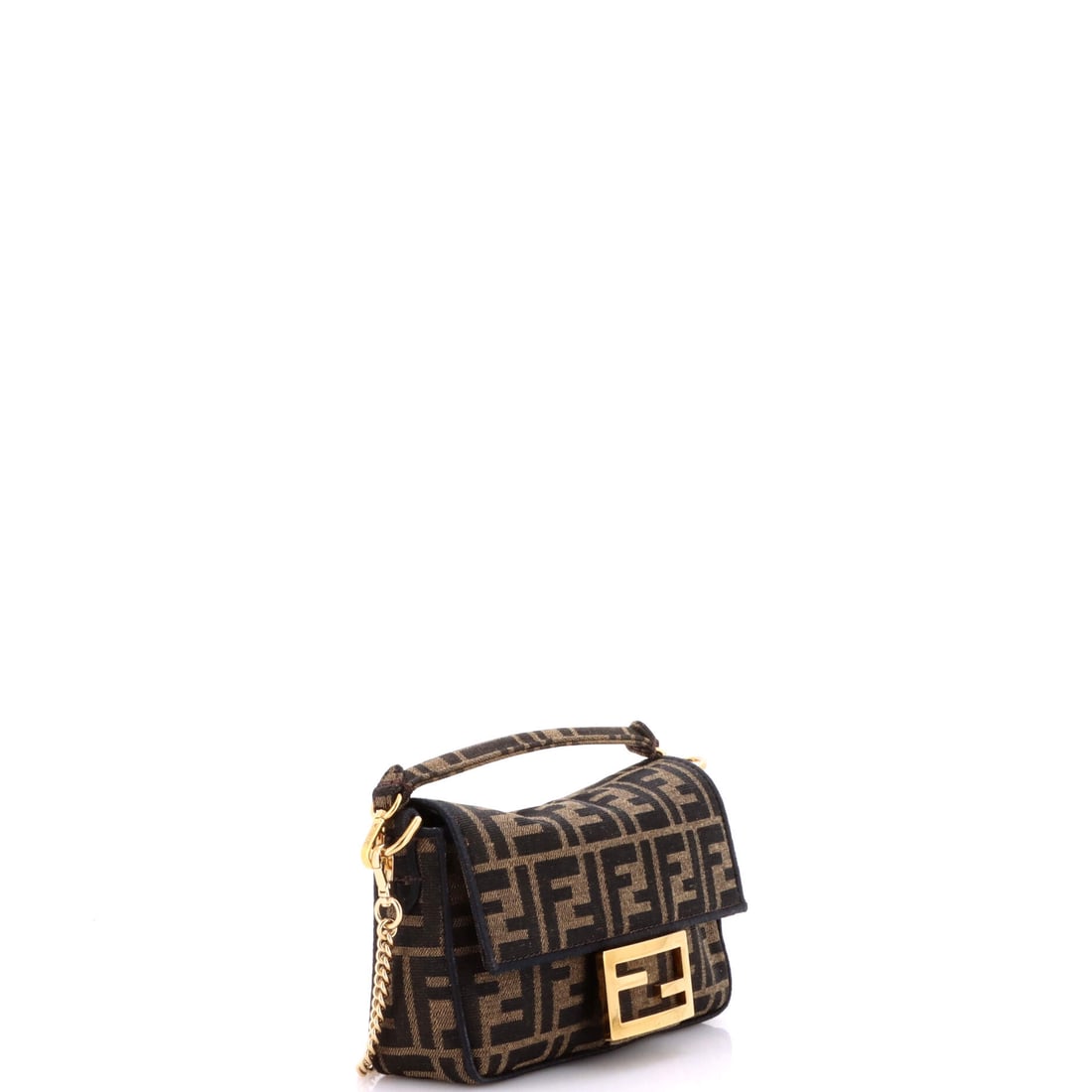 Fendi Baguette NM Bag Zucca Canvas Mini: Lot 263 is all about the details: hardware, lines, and a sharp silhouette. Offered here as Fendi Fendi Baguette NM Bag Zucca Canvas Mini, finished in Brown; approx. 7.5 W x 4.5 H; 1.5 D. All the