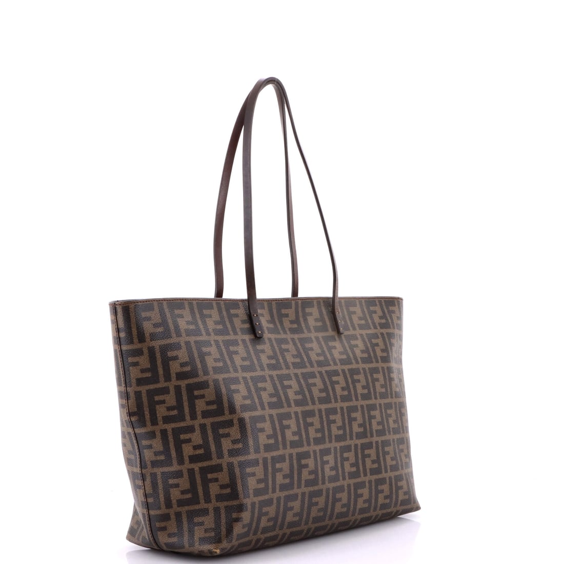 Fendi Roll Tote Zucca Coated Canvas Large: Lot 271 puts Fendi craftsmanship front and center. Offered here as Fendi Fendi Roll Tote Zucca Coated Canvas Large, finished in Brown; approx. 15.0 W x 12.0 H; 5.0 D. Think of it as Fendi in one perfe