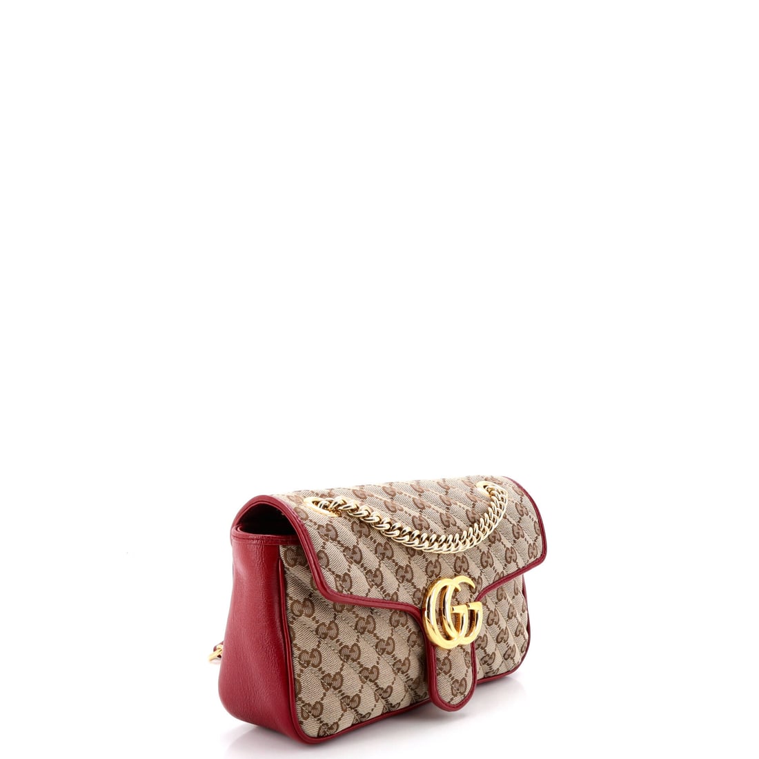 Gucci GG Marmont Flap Bag Diagonal Quilted GG Canvas with Leather Small (1 of 5)