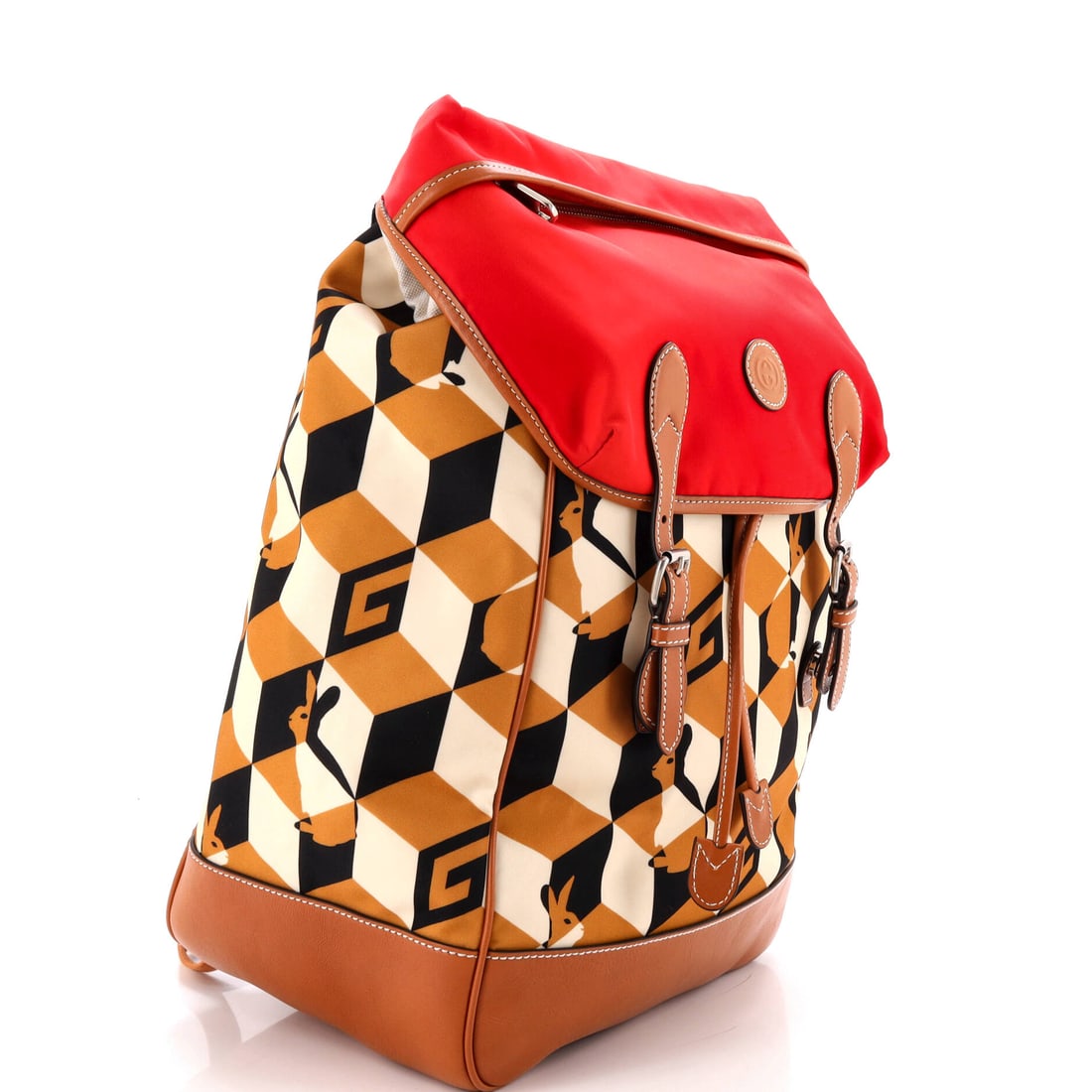 Gucci Interlocking G Patch Flap Buckle Backpack Printed Nylon with Canvas and Leather: Lot 378 proves good design is in the restraint - with just enough attitude. Offered here as Gucci Gucci Interlocking G Patch Flap Buckle Backpack Printed Nylon with Canvas and Leather, finished in Neu