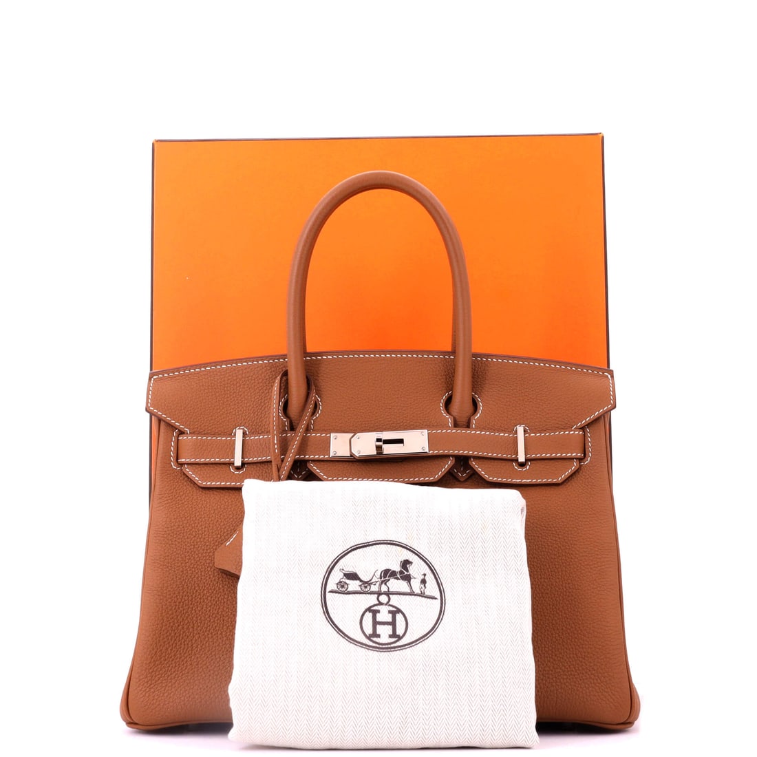 Hermes Birkin Handbag Brown Togo with Palladium Hardware 30: Lot 415 is the sort of find that disappears fast when it hits the room. Offered here as Hermes Hermes Birkin Handbag Brown Togo with Palladium Hardware 30, finished in Brown; approx. 12.0 W x 9.0 H;