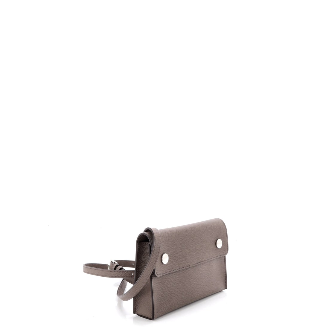 Hermes Hermesnap Wallet Bag Epsom: Lot 474 does not whisper - it purrs, struts, and gets noticed. Offered here as Hermes Hermes Hermesnap Wallet Bag Epsom, finished in Gray; approx. 7.5 W x 4.5 H; 2.0 D. A strong piece for collectors,