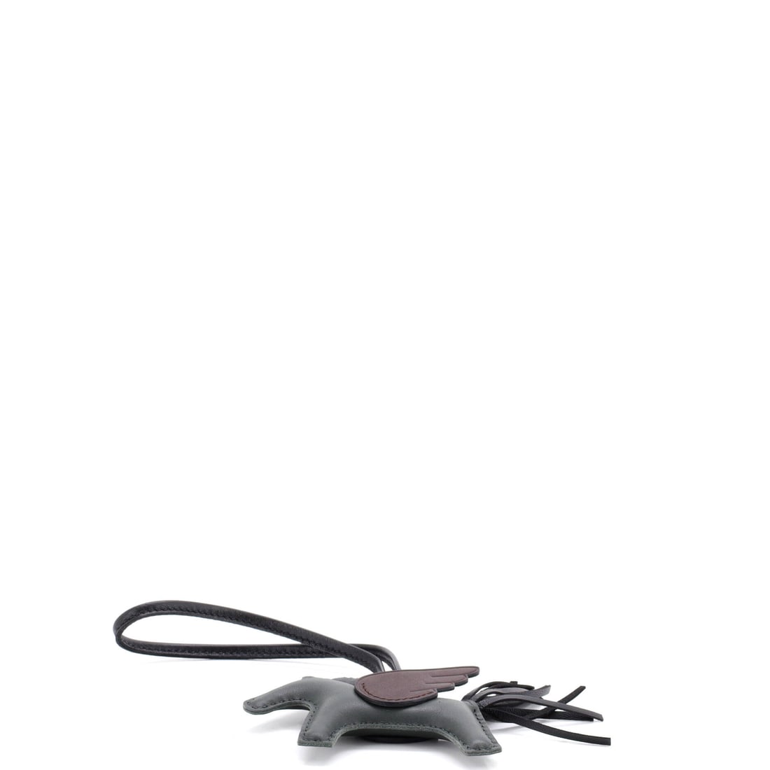 Hermes Pegase Rodeo Bag Charm Leather PM: Lot 493 gets the proportions exactly right - confident, clean, and considered. Offered here as Hermes Hermes Pegase Rodeo Bag Charm Leather PM, finished in Black, Gray, Green, Red; approx. 4.0 W x 3.0