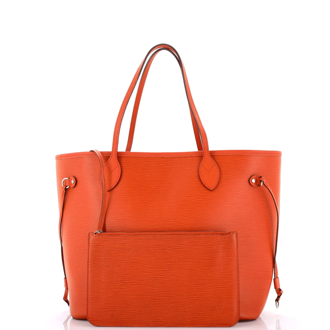 Louis Vuitton Neverfull Tote Epi Leather MM: Lot 598 proves good design is in the restraint - with just enough attitude. Offered here as Louis Vuitton Louis Vuitton Neverfull Tote Epi Leather MM, finished in Orange; approx. 13.0 W x 11.0 H; 6.0