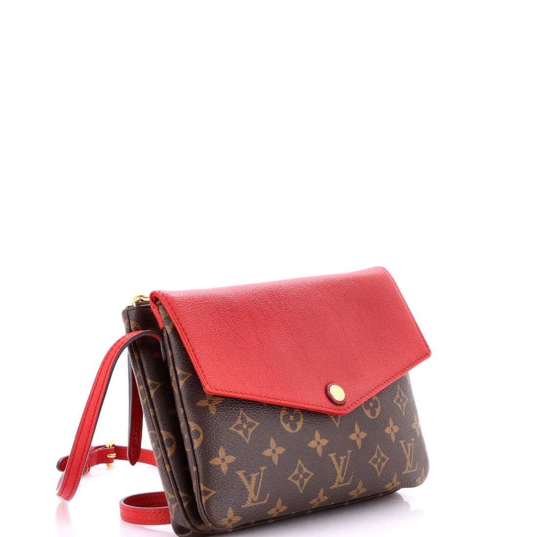 Louis Vuitton Twice Handbag Monogram Canvas and Leather: Lot 618 proves good design is in the restraint - with just enough attitude. Offered here as Louis Vuitton Louis Vuitton Twice Handbag Monogram Canvas and Leather, finished in Brown, Red; approx. 9.0