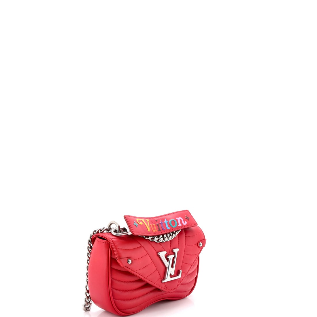 Louis Vuitton New Wave Chain Bag Quilted Leather PM: Lot 637 is ready for airport chic and a dramatic entrance on arrival. Offered here as Louis Vuitton Louis Vuitton New Wave Chain Bag Quilted Leather PM, finished in Red; approx. 8.0 W x 5.0 H; 2.5 D.