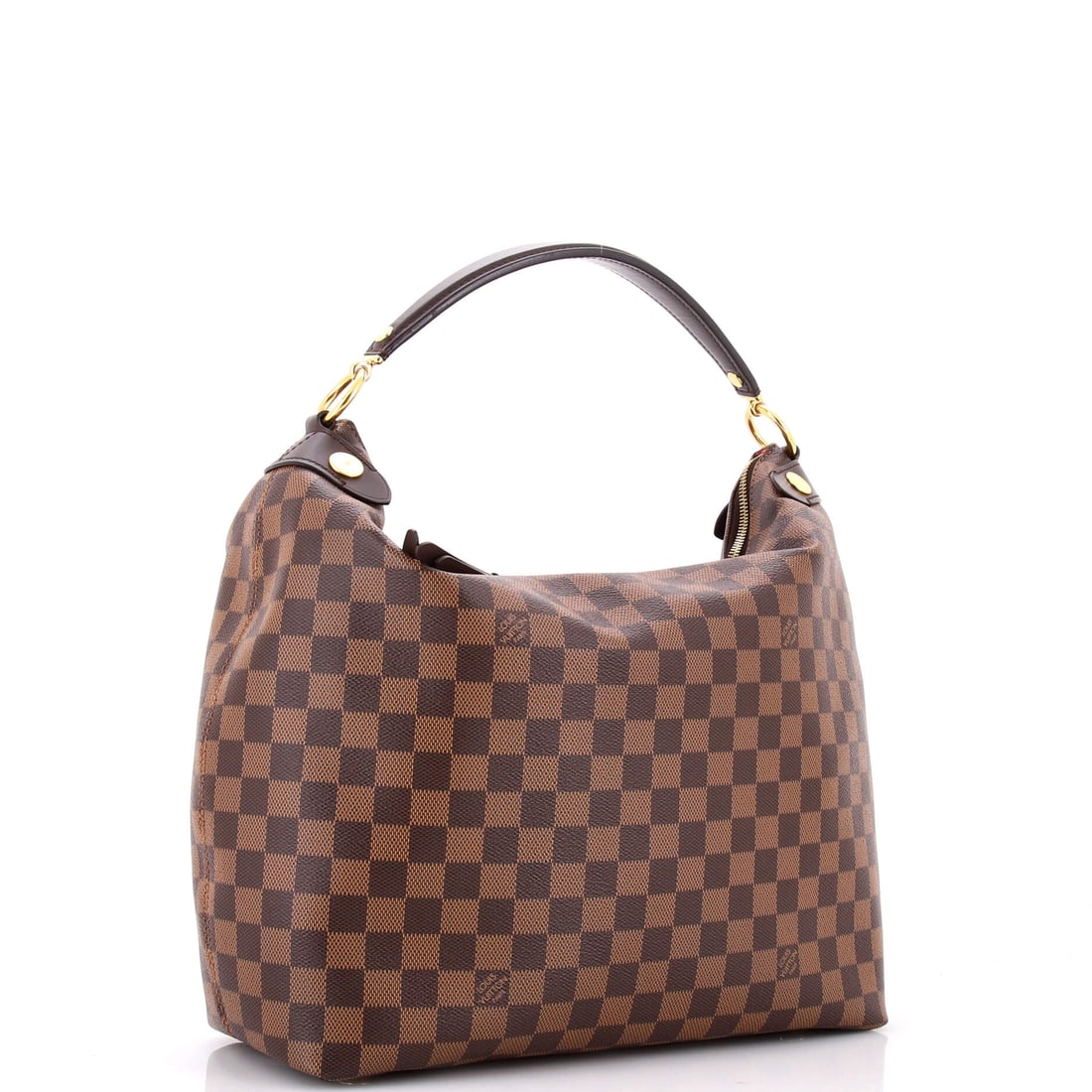 Louis Vuitton Duomo Hobo Damier: Lot 642 is ready for airport chic and a dramatic entrance on arrival. Offered here as Louis Vuitton Louis Vuitton Duomo Hobo Damier, finished in Brown; approx. 12.5 W x 12.0 H; 5.0 D. It has that