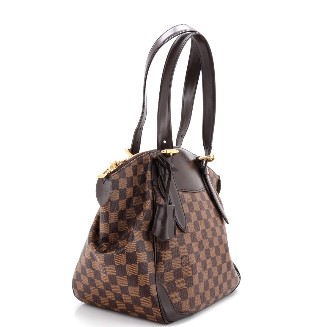Louis Vuitton Verona Handbag Damier MM: Lot 650 is the sort of find that disappears fast when it hits the room. Offered here as Louis Vuitton Louis Vuitton Verona Handbag Damier MM, finished in Brown; approx. 12.0 W x 11.0 H; 6.5 D. Equal