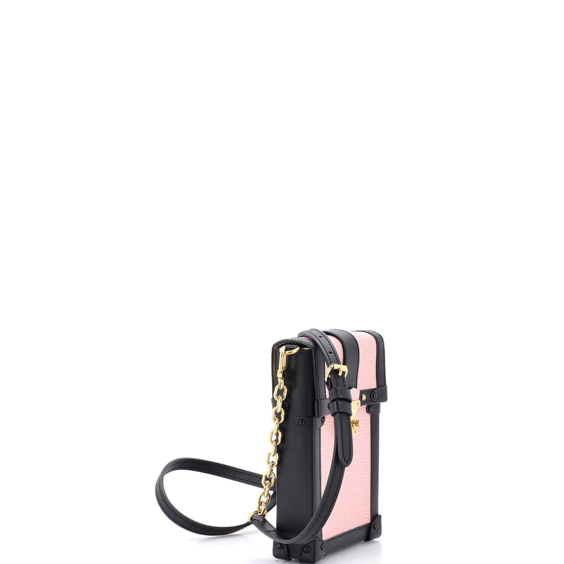 Louis Vuitton Vertical Trunk Pochette Epi Leather: Lot 653 proves good design is in the restraint - with just enough attitude. Offered here as Louis Vuitton Louis Vuitton Vertical Trunk Pochette Epi Leather, finished in Black, Pink; approx. 4.5 W x