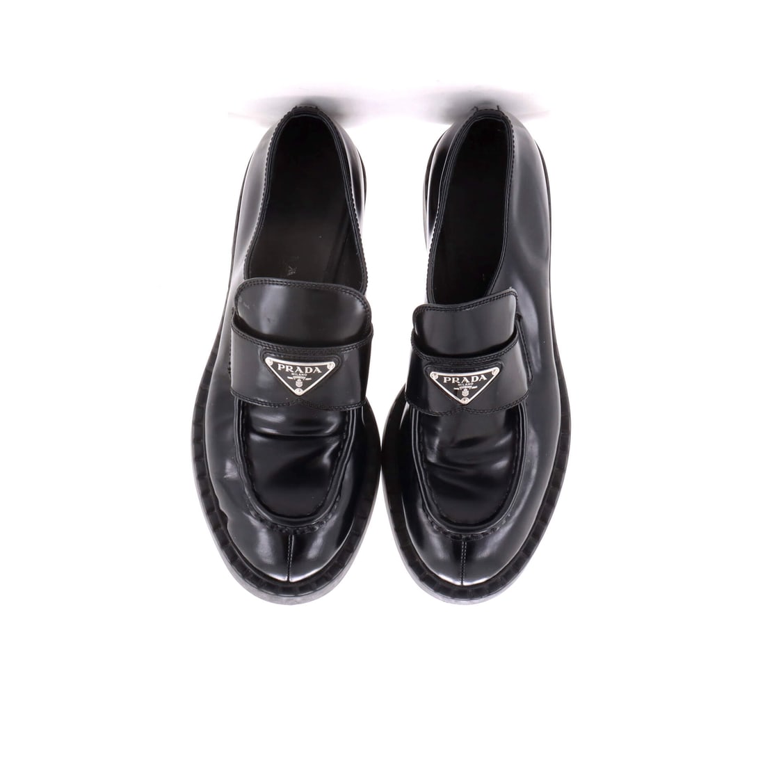 Prada Women's Triangle Logo Loafers Spazzolato Leather (1 of 5)
