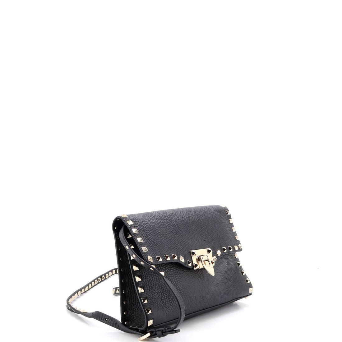 Valentino Garavani Rockstud Flip Lock Flap Bag Leather Medium: Lot 802 is made for the days you want your outfit to do the talking. Offered here as Valentino Garavani Valentino Garavani Rockstud Flip Lock Flap Bag Leather Medium, finished in Black; approx. 9.5 W