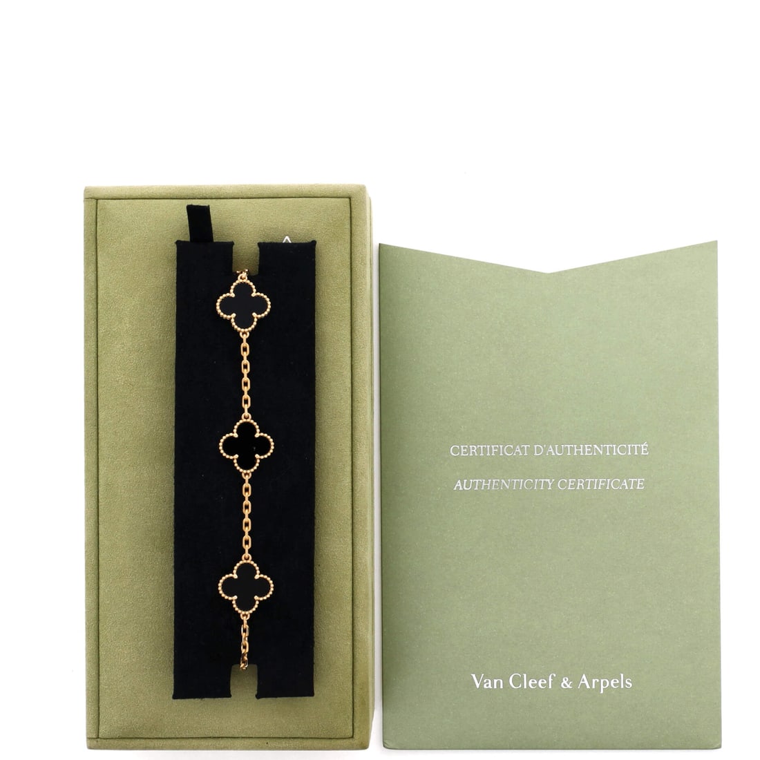 Van Cleef & Arpels Van Cleef & Arpels Vintage Alhambra 5 Motifs Bracelet 18K Yellow Gold and Onyx (1 of 3)
