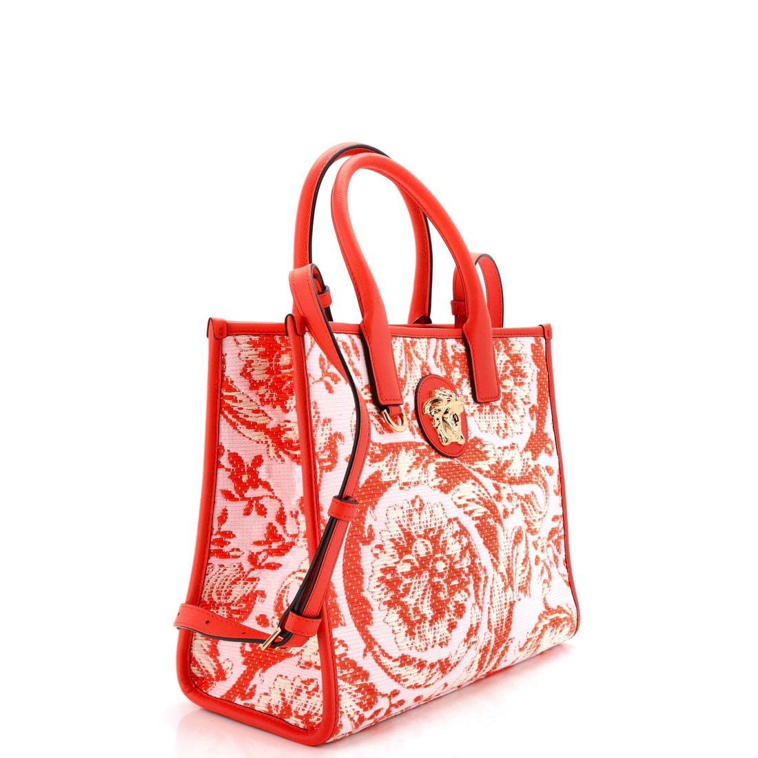 Versace La Medusa Tote Embroidered Raffia with Leather Small (1 of 5)