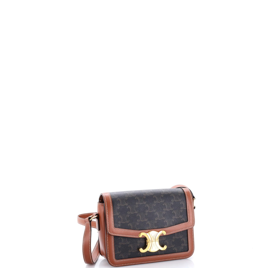 Celine Triomphe Shoulder Bag Triomphe Coated Canvas Teen: Not every shoulder bag earns its reputation. The Celine Triomphe Shoulder Bag Triomphe Coated Canvas Teen in Brown has earned its many times over. Rendered in Coated Canvas, Canvas, this petite