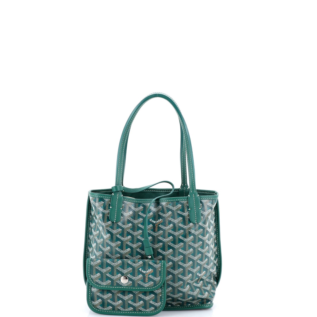 Goyard Anjou Reversible Tote Coated Canvas Mini: If you know, you know. The Goyard Anjou Reversible Tote Coated Canvas Mini in Green requires no explanation to those who appreciate hand-painted canvas at its most focused. A compact tote built for th