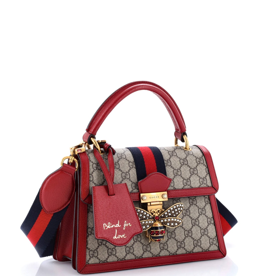 Gucci Queen Margaret Top Handle Bag GG Coated Canvas with Leather Small: Some pieces outlast every trend they ever coincided with. The Gucci Queen Margaret Top Handle Bag GG Coated Canvas with Leather Small, a small-scale top handle bag in Coated Canvas, Leather in Blue, B