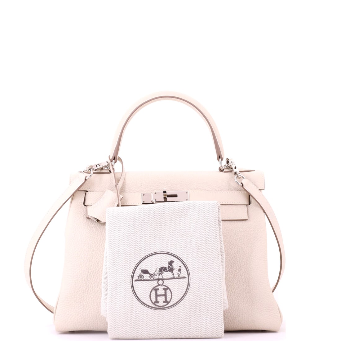 Hermes Kelly Handbag Light Togo with Palladium Hardware 28: Owning a Hermes Kelly Handbag Light Togo with Palladium Hardware 28 is less a purchase than a considered position. This bag in Neutral in fine materials expresses legendary exclusivity without raising