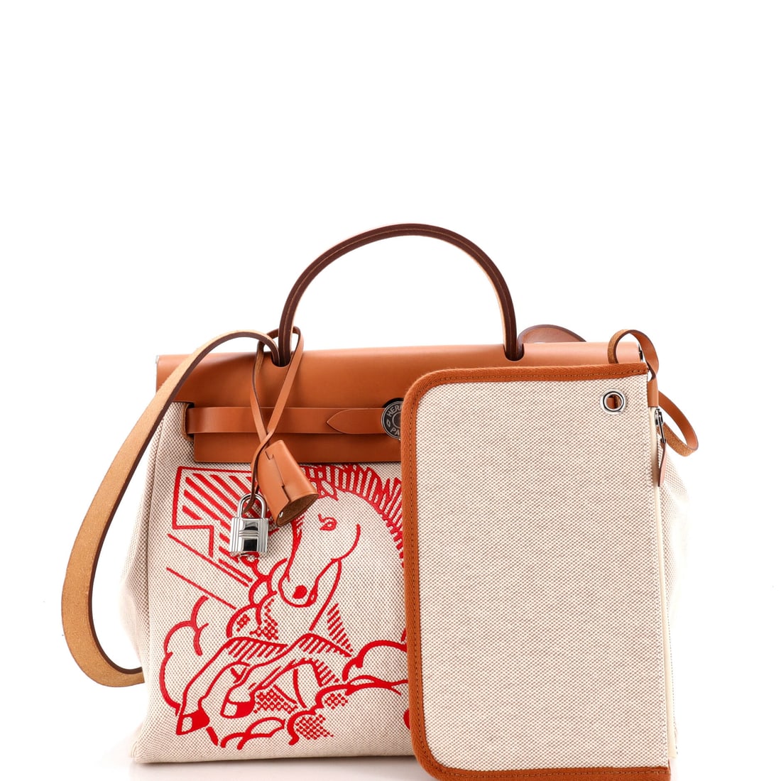 Hermes Herbag Zip Pegase Pop Toile and Leather 31: What separates a great bag from an exceptional one? Provenance, material, and design. The Hermes Herbag Zip Pegase Pop Toile and Leather 31 in Brown excels in all three without appearing to try. Measu