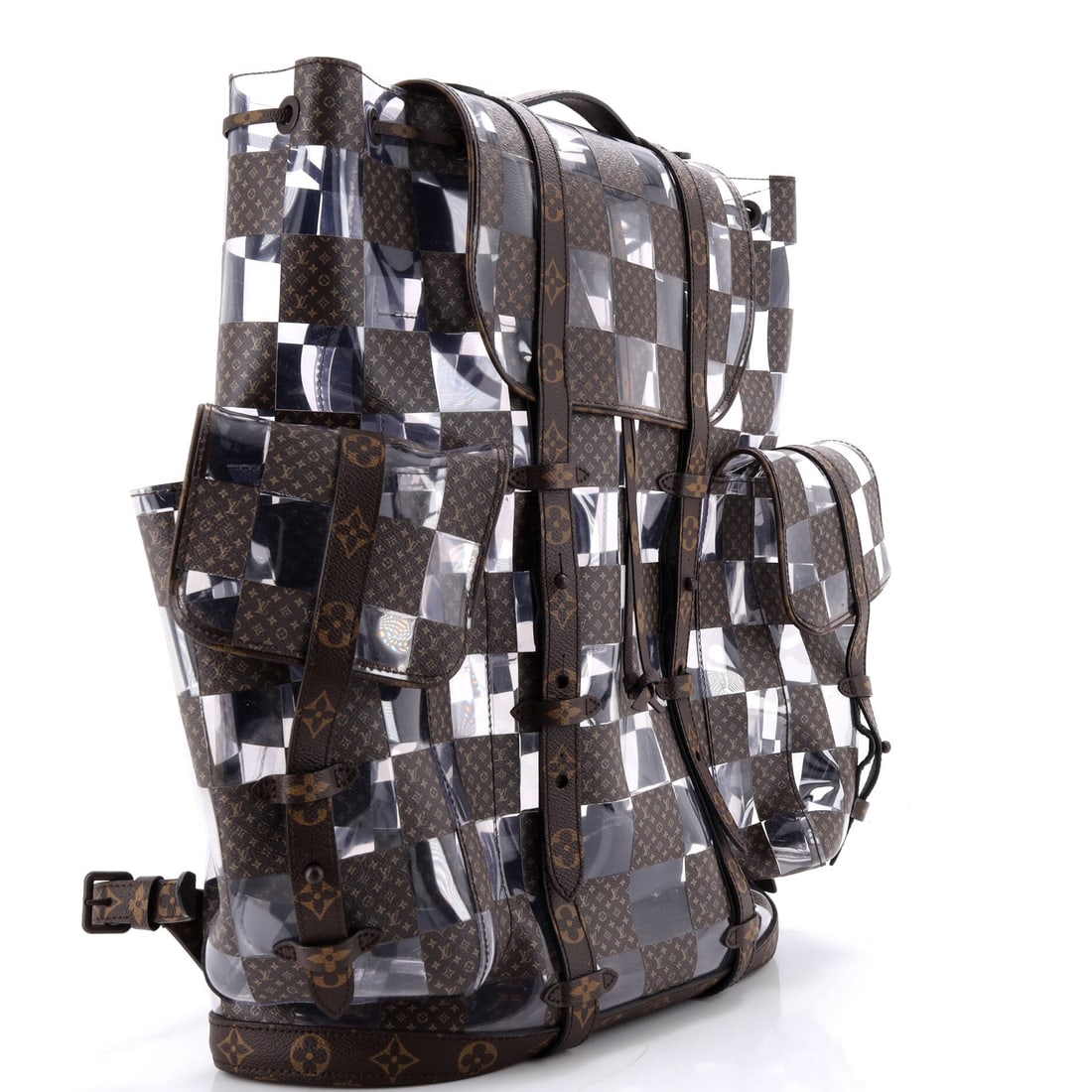 Louis Vuitton Christopher Backpack Limited Edition Monogram Chess Canvas and PVC GM: Not every backpack earns its reputation. The Louis Vuitton Christopher Backpack Limited Edition Monogram Chess Canvas and PVC GM in Brown, Clear has earned its many times over. Rendered in Canvas, thi