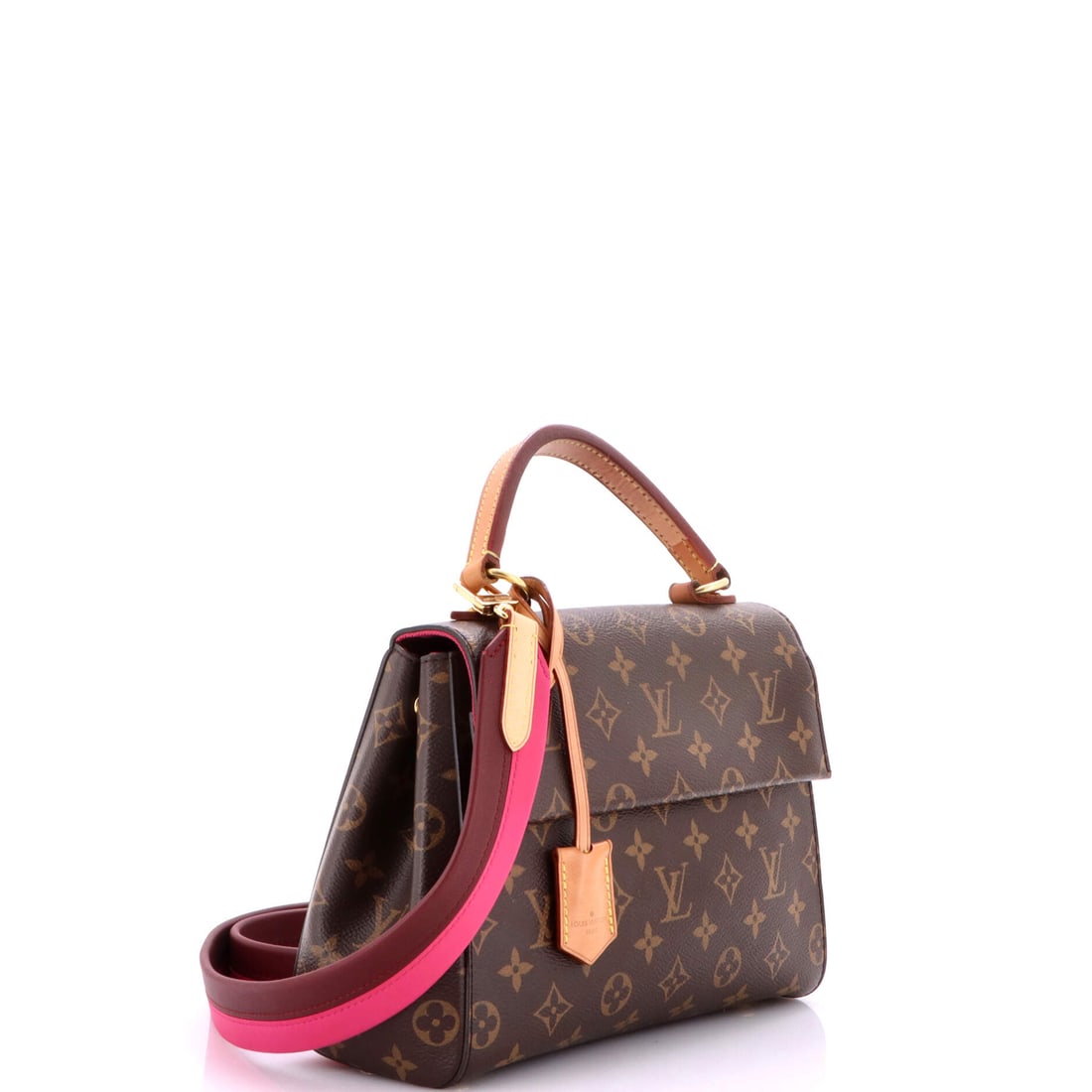 Louis Vuitton Cluny Top Handle Bag Monogram Canvas BB: For the collector who looks beyond the obvious: the Louis Vuitton Cluny Top Handle Bag Monogram Canvas BB in Brown. This petite Canvas top handle bag from the iconic French fashion house rewards its o