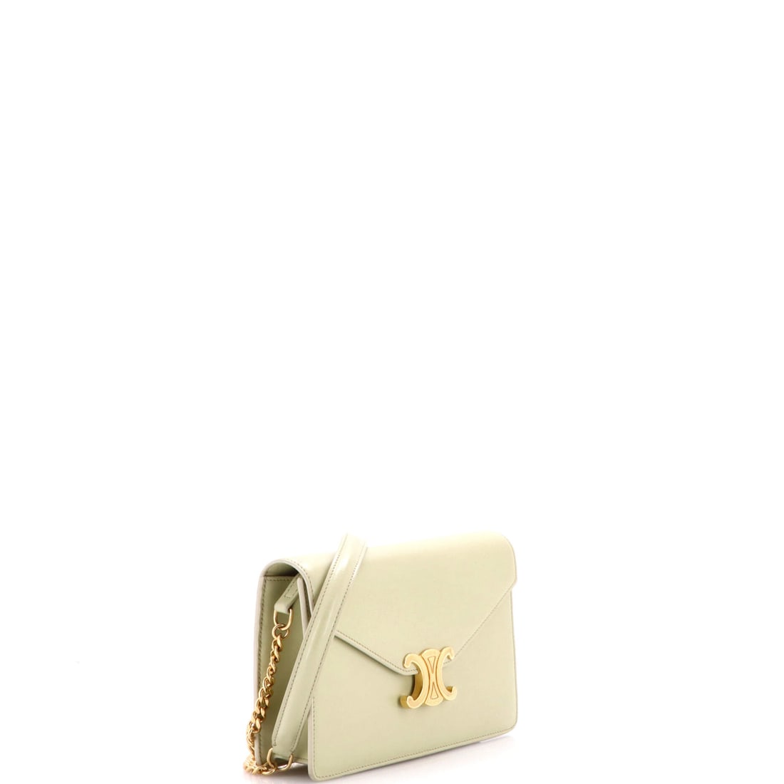 Celine Margo Triomphe Wallet on Chain Leather: Acquire it today. Reach for it always. The Celine Margo Triomphe Wallet on Chain Leather in Green is a Leather wallet that holds its stature as confidently as it holds your essentials -- which is to s