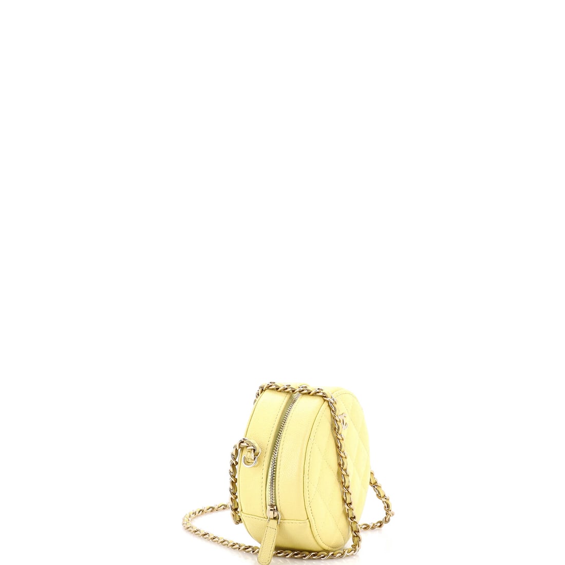 Chanel Round Clutch with Chain Quilted Caviar Mini: Part investment, part obsession, entirely justified: the Chanel Round Clutch with Chain Quilted Caviar Mini in Yellow. This compact clutch in Caviar carries the full authority of the Parisian fashion