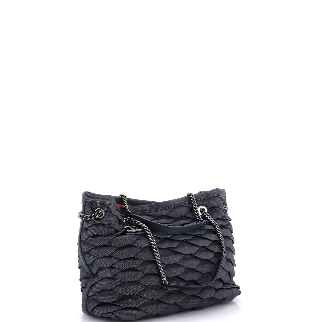 Chanel CC Shopping Tote Scale Effect Denim Medium: Rarely does a tote reward repeated first glances the way the Chanel CC Shopping Tote Scale Effect Denim Medium in Blue does. In Denim, mid-size proportioned, and meticulously constructed -- this is ex