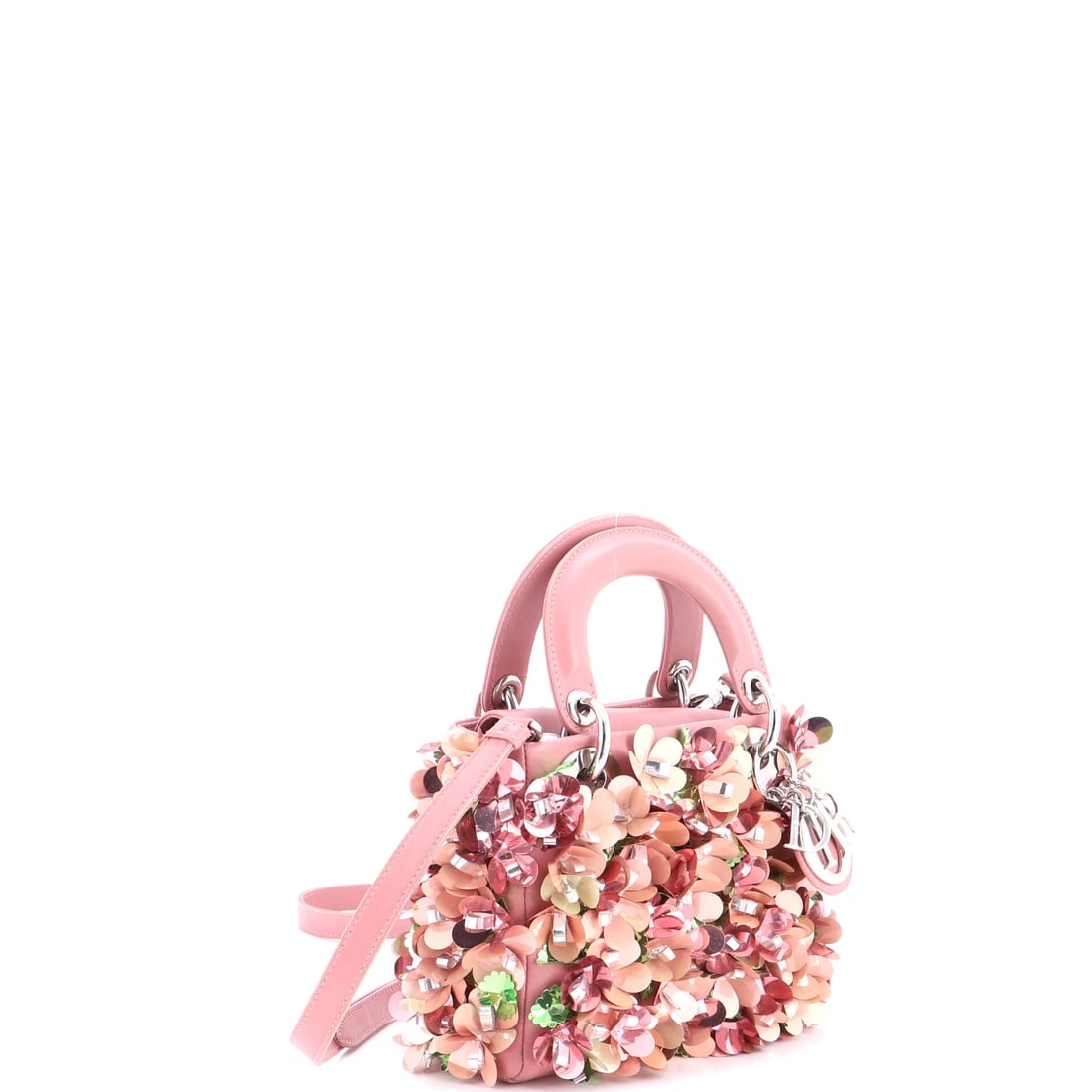 Christian Dior Lady Dior Flower Charm Bag Embellished Leather Mini: Some pieces outlast every trend they ever coincided with. The Christian Dior Lady Dior Flower Charm Bag Embellished Leather Mini, a compact bag in Leather in Pink, is one of them -- an expression of f