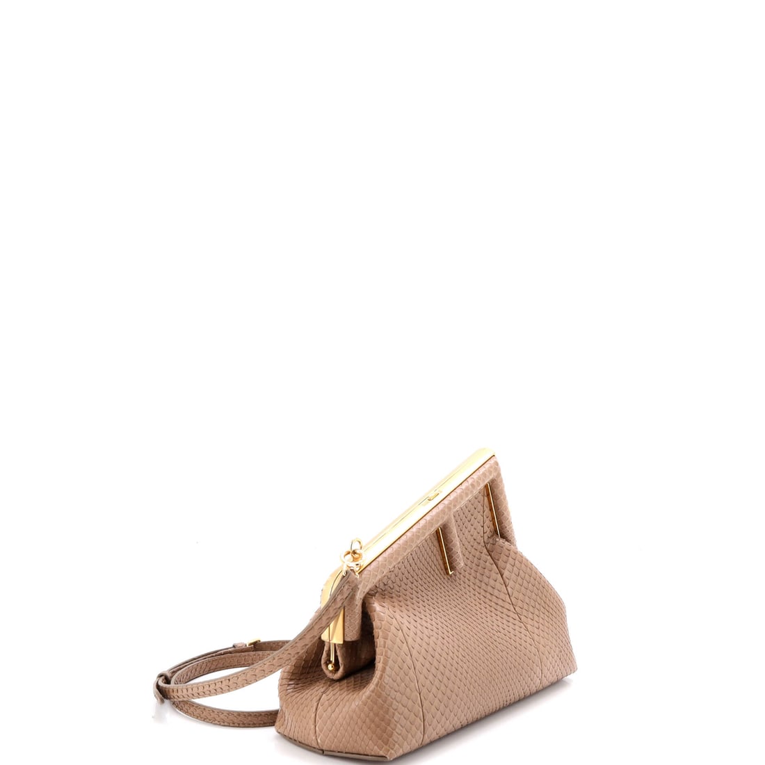 Fendi First Bag Python Small: Fendi has devoted considerable energy to perfecting leather mastery. The First Bag Python Small in Brown -- a small-scale bag in Python -- is the eloquent result: no detail overlooked, no compromise a