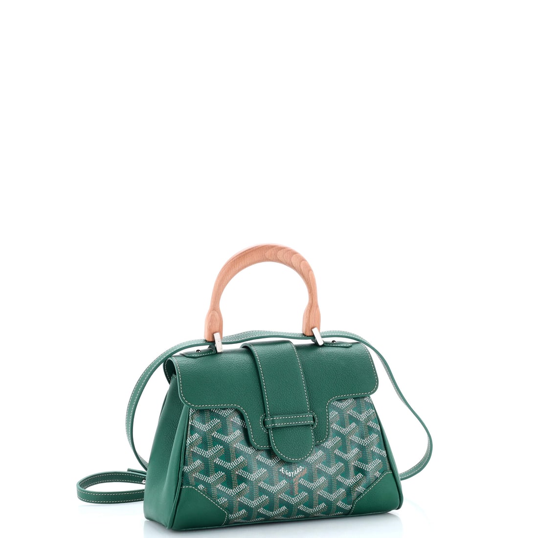 Goyard Saigon Top Handle Bag Coated Canvas with Leather Mini: Not every top handle bag earns its reputation. The Goyard Saigon Top Handle Bag Coated Canvas with Leather Mini in Green has earned its many times over. Rendered in Coated Canvas, Leather, this