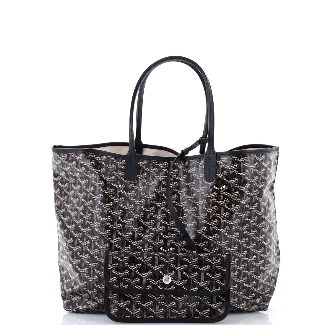 Goyard Saint Louis Tote Coated Canvas PM: A Goyard Saint Louis Tote Coated Canvas PM in Black does not require an occasion -- it creates one. This compact Coated Canvas, Canvas tote is the work of the historic Parisian house at its most self-