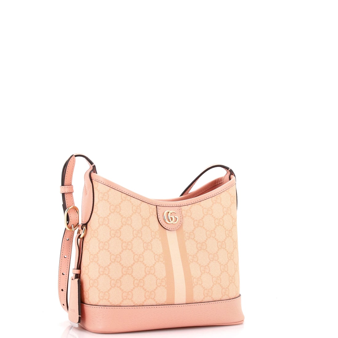 Gucci Ophidia Open Bucket Bag GG Coated Canvas with Leather Small: Pink meets maximalist flair in the small-scale Gucci Ophidia Open Bucket Bag GG Coated Canvas with Leather Small. Every proportion of this Coated Canvas, Leather bucket bag reflects the Italian